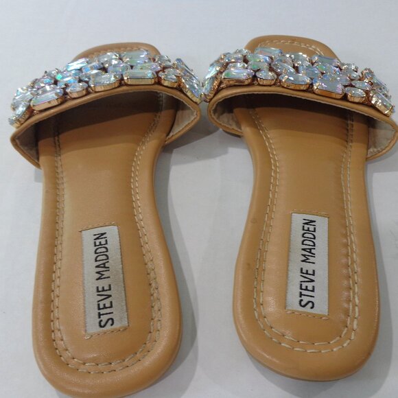 Steve Madden Women's Brionna Rhinestone Slip on Sandals Slide Size 7.5 - Picture 3 of 5